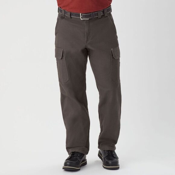 NWT Duluth Trading Co Men's Fire Hose Fleece-Lined Canvas Cargo Pants Gray 36x30 - Picture 1 of 16